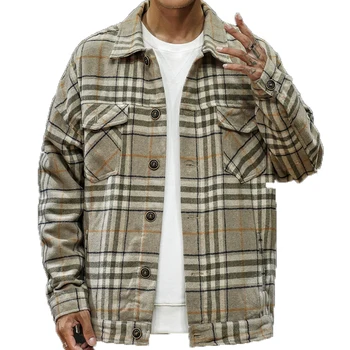 Tweed checked jacket for youth casual loose jacket for men