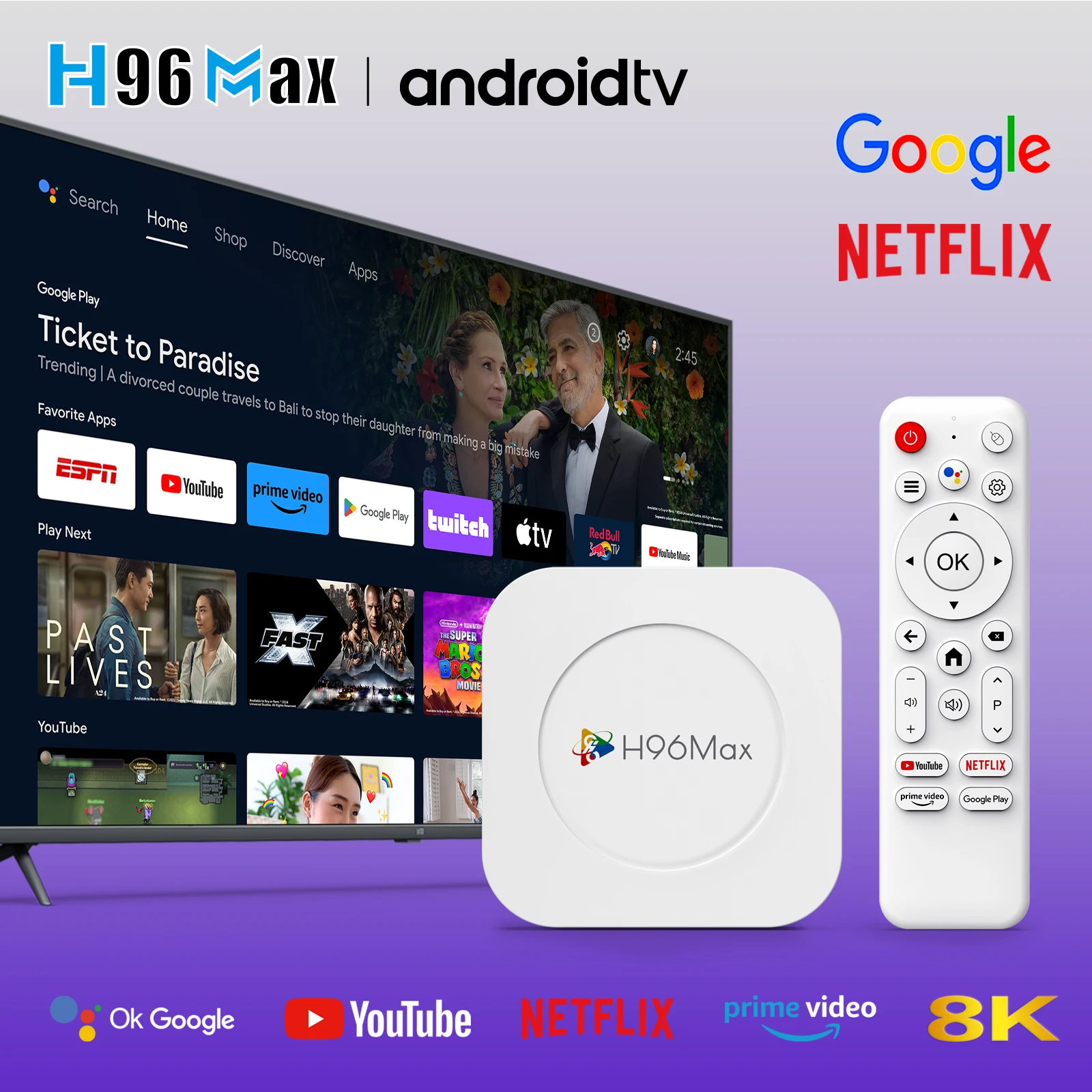 H96 Max TV Box - Android 14, RK3528 Quad Core Media Player