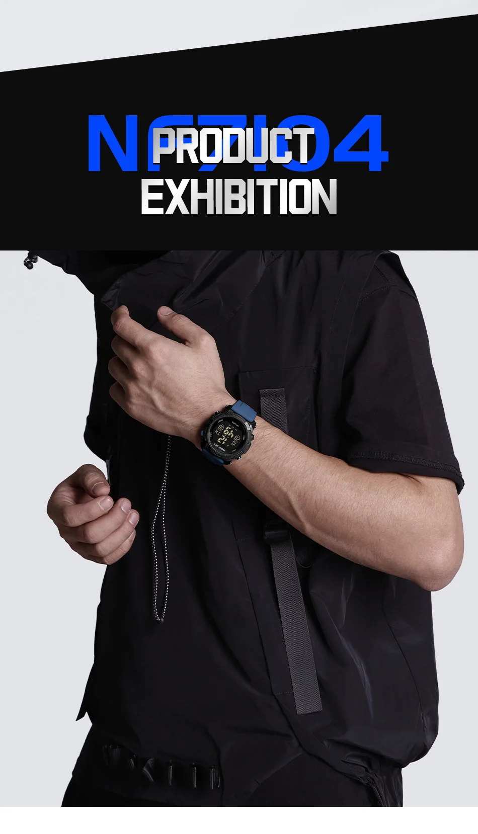 Original NAVIFORCE 7104 Digital Watch Men Sport Chronograph Wristwatch Date Stopwatch Waterproof  Male Electronic Clock