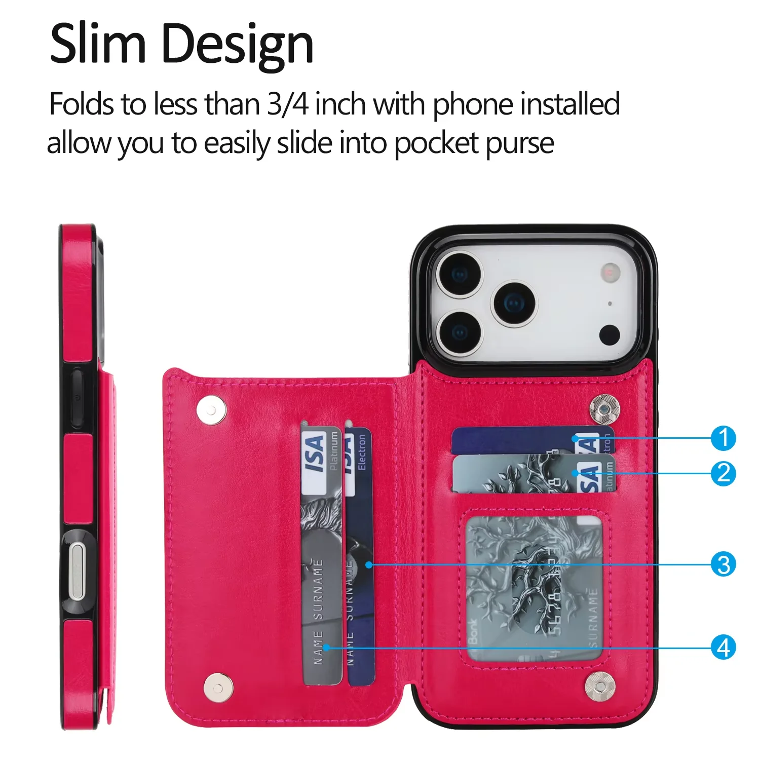 17 pro max  flip cover with 10 card slots cash pocket shockproof protective phone cover-7