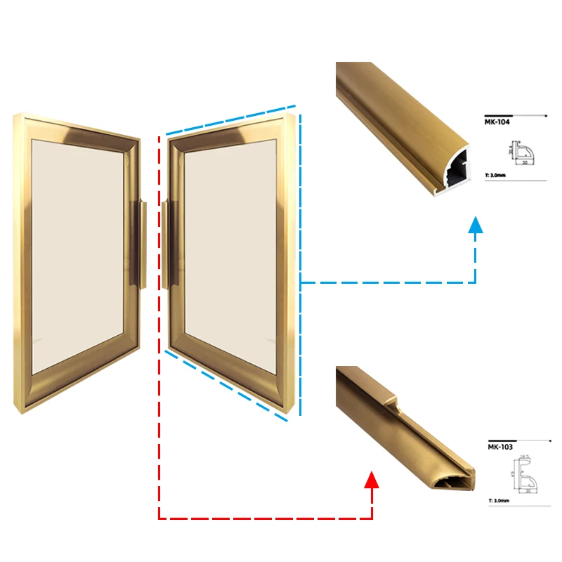 Modern Styles Glass Door Profile 20mm 25mm 30mm Aluminium Profiles