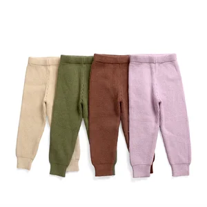 Warm Knitted Baby Pants Solid High Elastic Kids Trousers