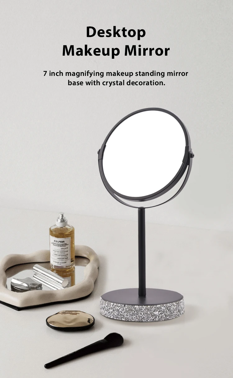 Double Sided Metal Mirror Round Desktop Makeup Mirror Wholesale Desktop Vanity Cosmetic Mirror