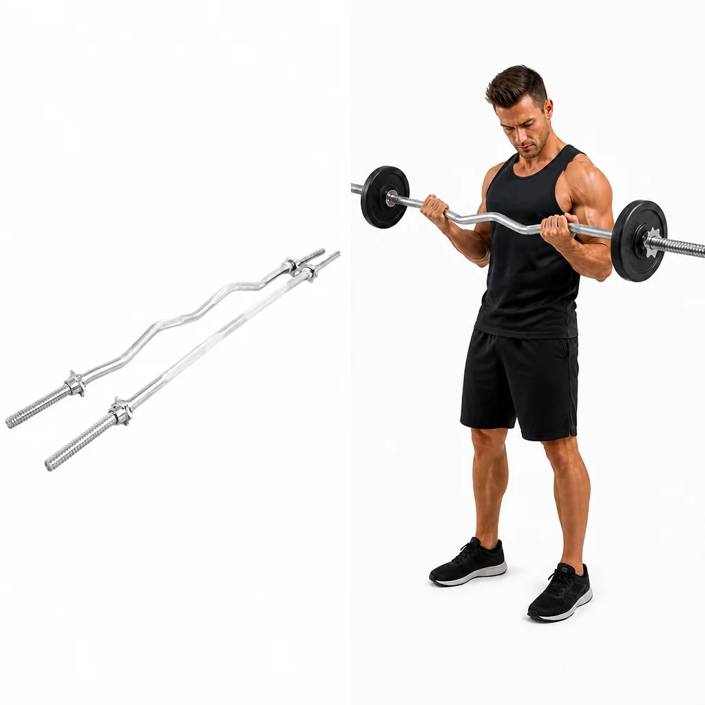 EZ Curl Bar Durable Solid Steel Chrome Plated Whole Body Workout