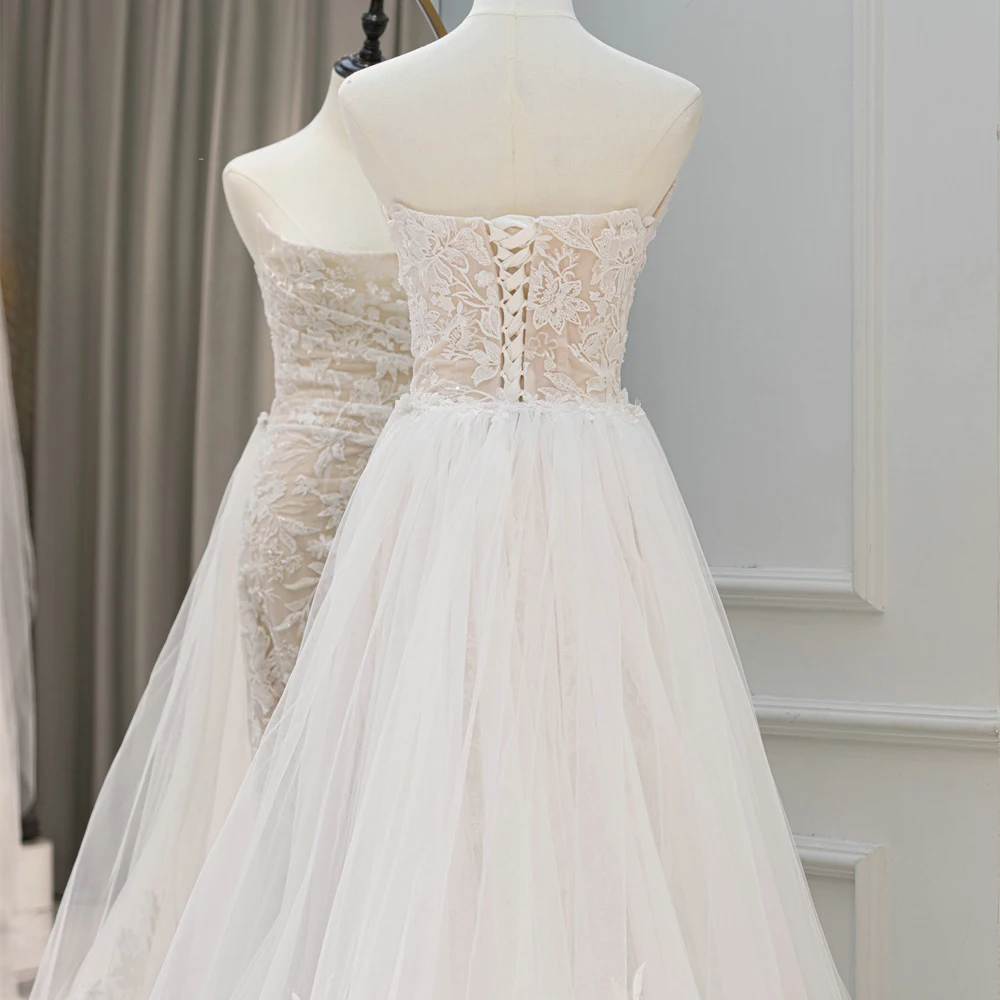 Pleated Beaded Lace Detachable Long Sleeve Tulle Over Skirt 2 in 1 Bridal  Lace Wedding Dress RL305| Alibaba.com