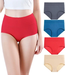 Womens Full Coverage Panties Girl Organic Cotton Breathable Underwear Ladies High Waist Stretch Briefs