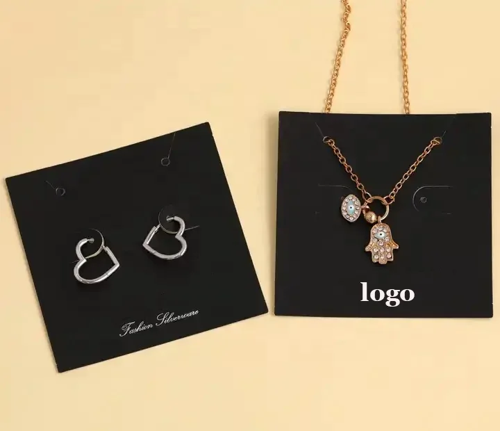 100pcs Custom Gold Foil Logo White Paper Packaging Jewelry Earring ...