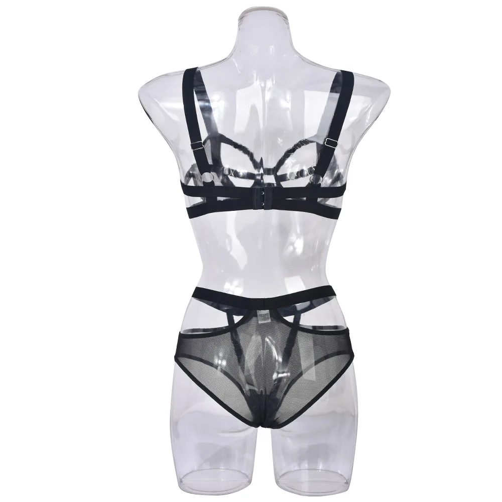 Lace & Mesh Bra Set with Bow Detail - Playful Seduction main image 1