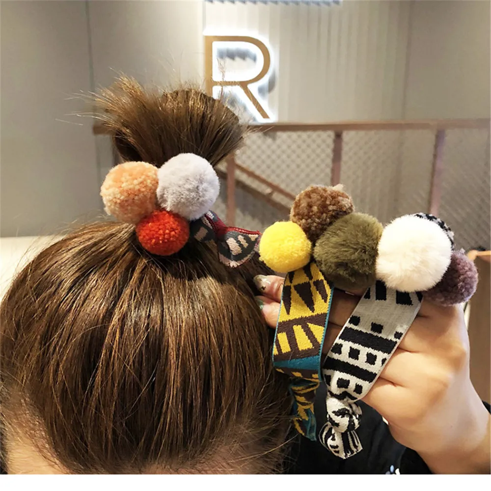 Women Faux Fur Pompom Elastic Hair Bands Headwear Girls Geometric Scrunchies  Headband Hair Ties Ponytail Holder Hair Accessories - Buy Kids Ponytail  Holders Hair Accessories,Elastic Pony Hair Accessories,Fancy Hair  Accessories Girls Hair