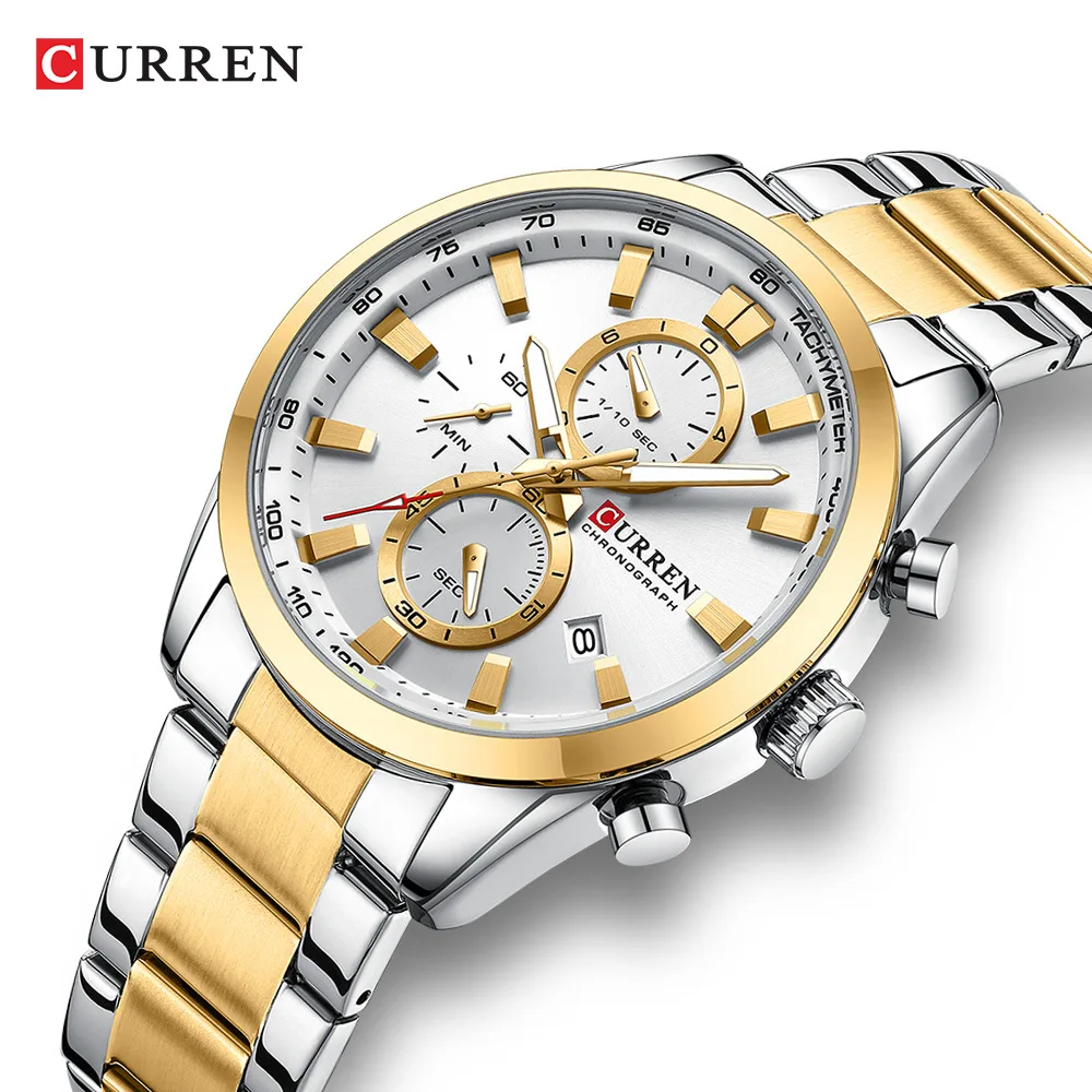 Curren 8445 Mens Quartz Watch Business Luxury Fashion Casual Relogio  Luminous Stainless Steel Men Wrist Watches for Male Man