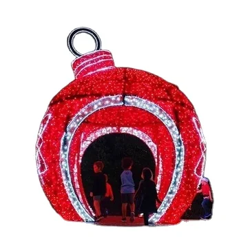 Giant red walk through light ball Commercial street Decoration Outdoor Motif Lights 3D Bauble for Christmas holiday