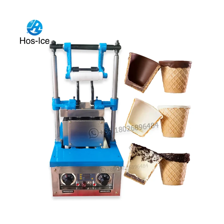 Semi Automatic Chocolate Coating Pizza Cone Edible Coffee Cup Making Machine Edible Biscuit Tea Cup