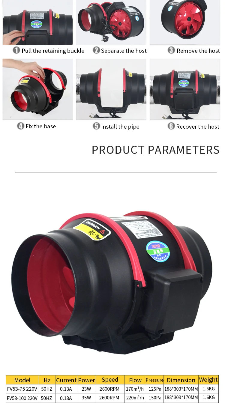 Quiet 4" Inline Duct Fan With Speed Controller Ventilation Exhaust Fan For Heating Cooling - Fan - View #13