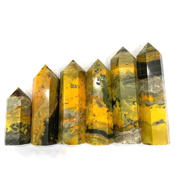 High Quality Natural Healing Crystal Quartz Tower Bumblebees Jasper Point for Energy _XCG