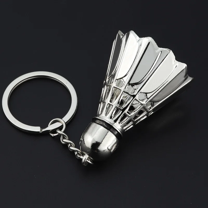 Mini Creative Metal Badminton Racket Ball Keychain Keyring Gift Key Chain