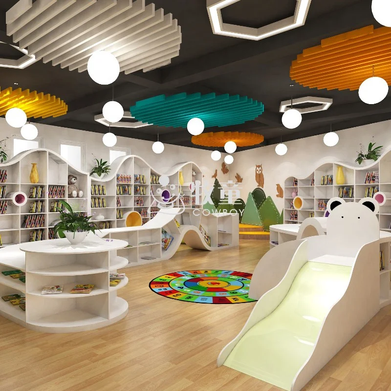 Лидер продаж детская мебель для библиотеки деревянная книжная полка Центра по уходу за