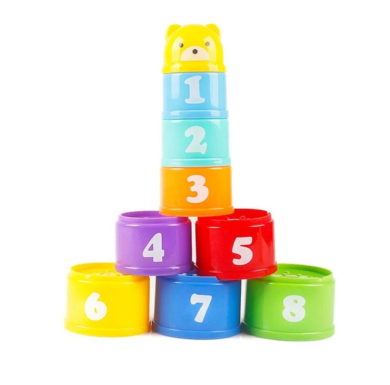 Rainbow Stacking Ring Tower Stacking Folding Cup Stapelring Blocks Wood Plastic Toddler Toy Baby Toys Infant Toys