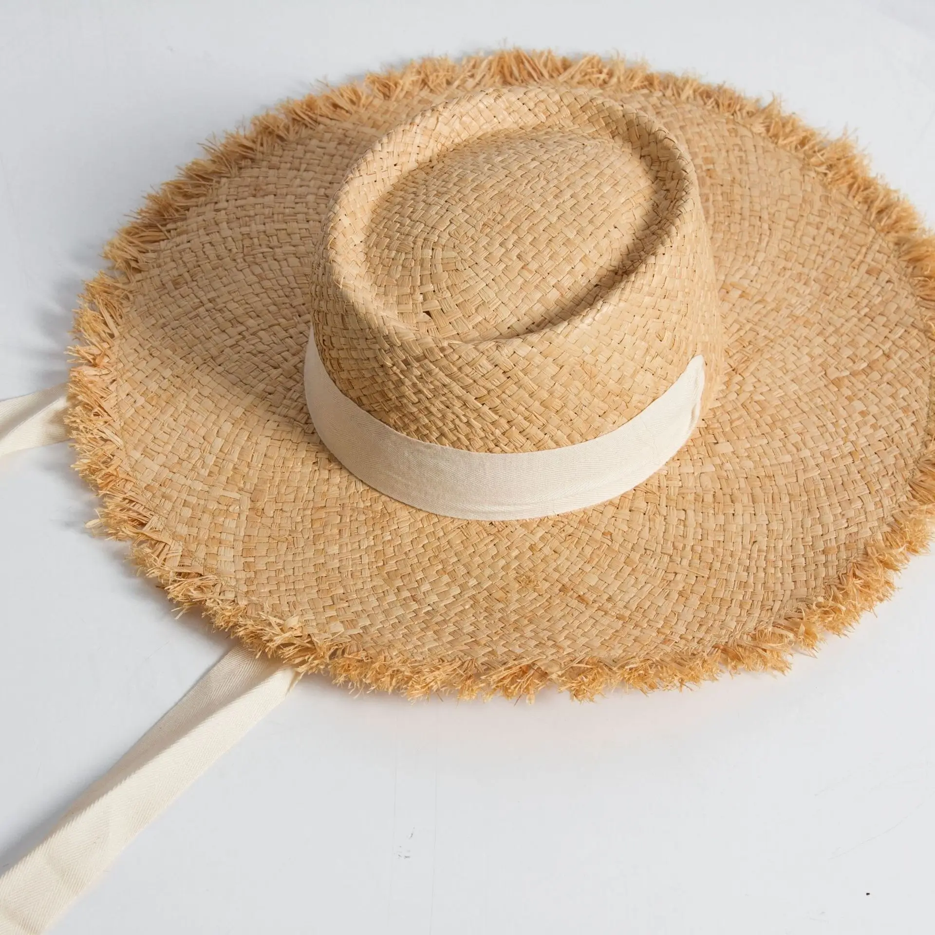 straw hat with raw edge