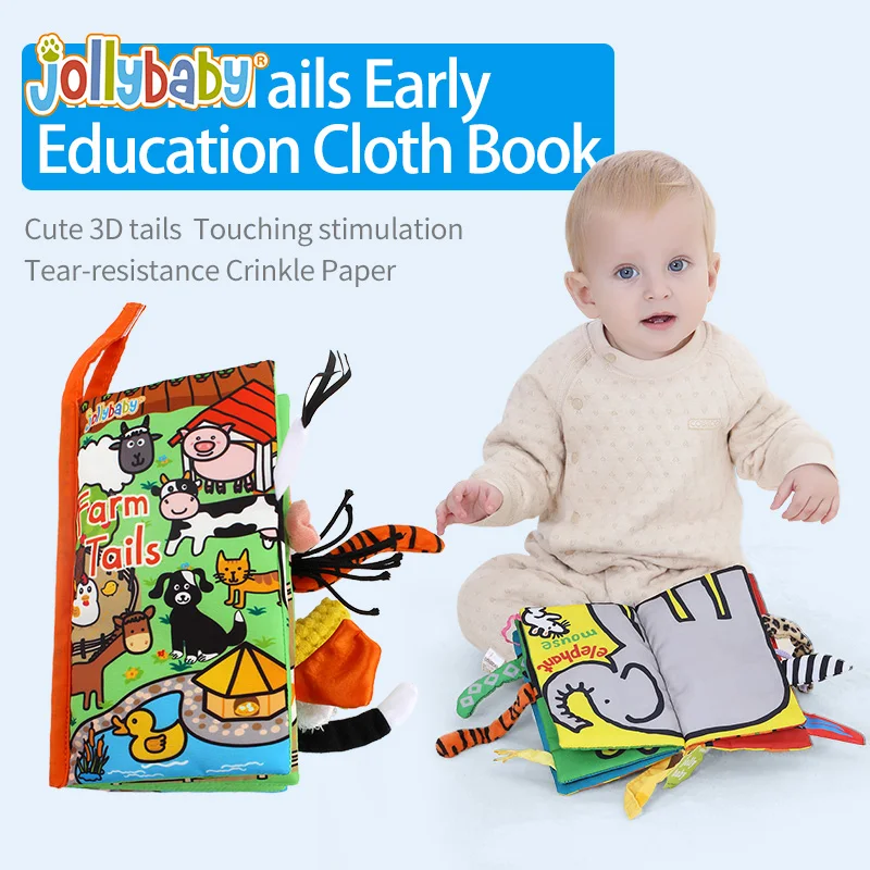 Jollybaby Hot Sale Soft Cloth Book Set Early Childhood Education Toy for  0-3 Year Old Babies