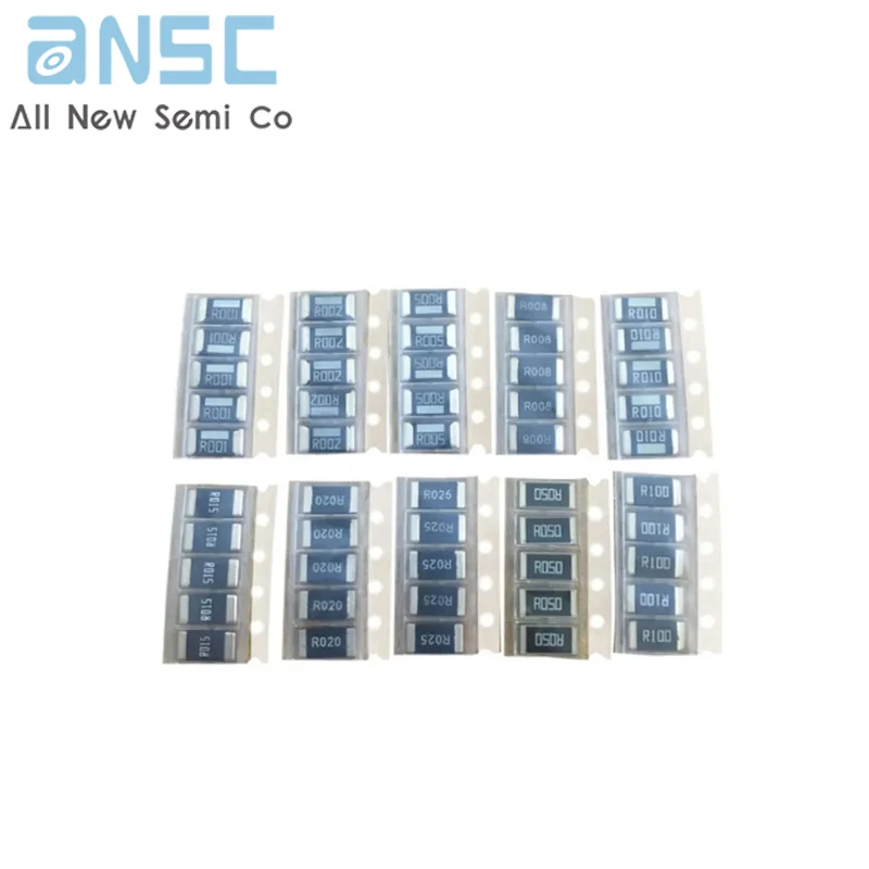 50PCS Alloy resistance 2512 SMD Resistor Samples kit ,10 kindsX5pcs=50pcs R001 R002 R005 R008 R010 R015 R020 R025 R050 R100