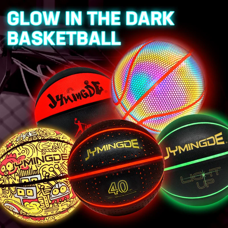 Luminous Custom Glow in the Dark Two High Bright Gifts Light up Rubber LED Basket Basketball Ball
