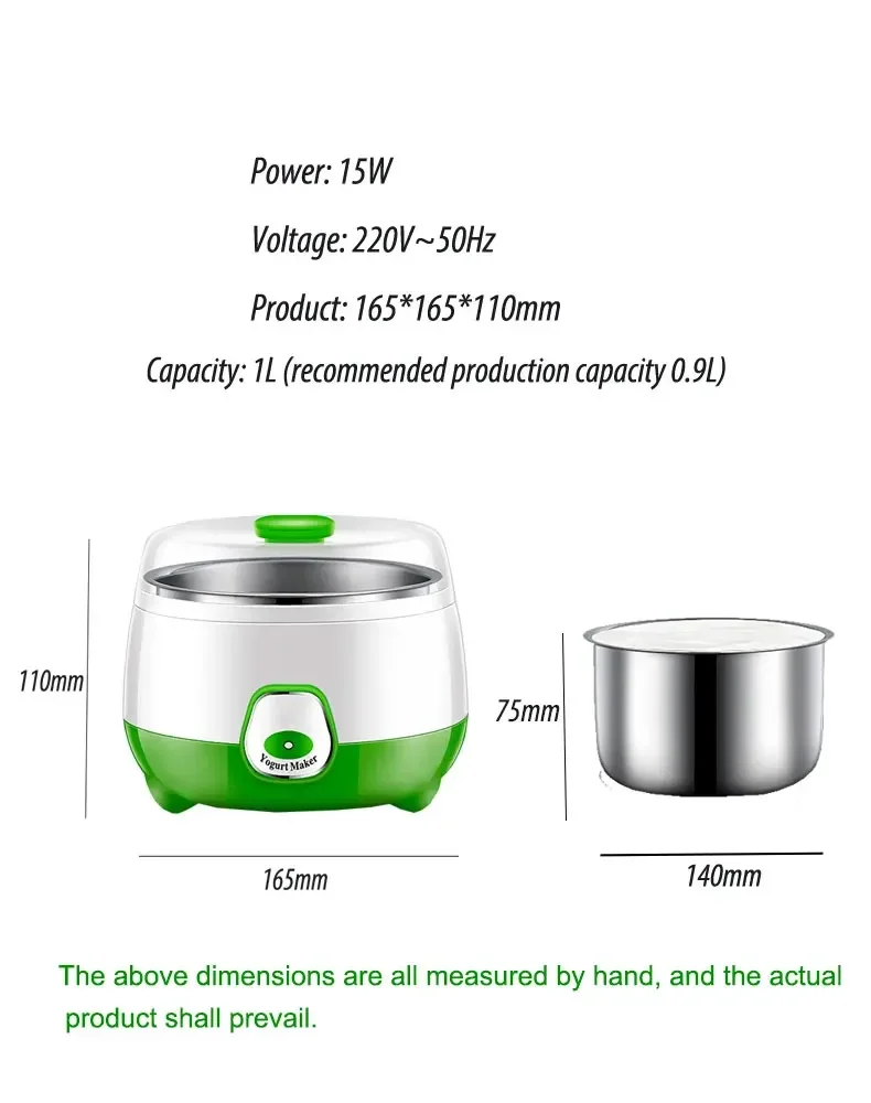 Electric Yogurt Machine Fully Automatic Yogurt Making Machine Multifunctional Cook Machine Stainless Steel Container Yogurt DIY