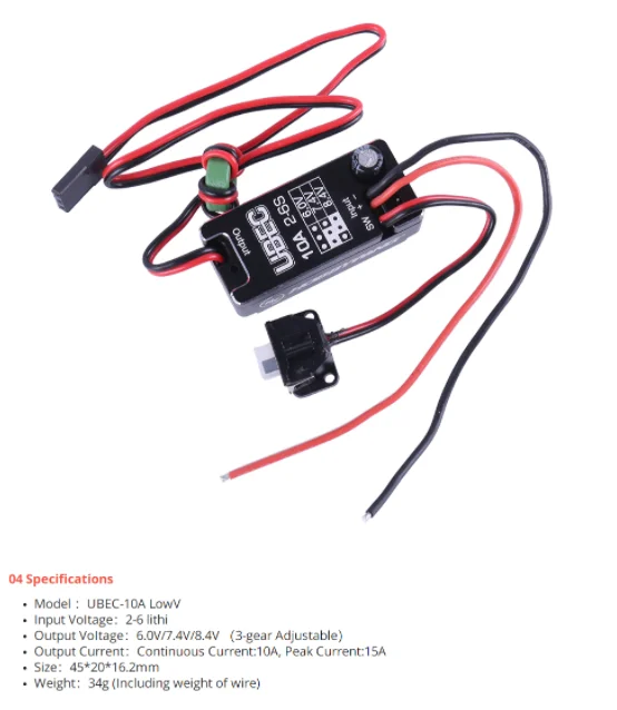 Waterproof  10A 2-6S UBEC Input Voltage 6.0/ 7.4/8.4V Adjustable Super Large Current BEC RC Parts Accs supplier