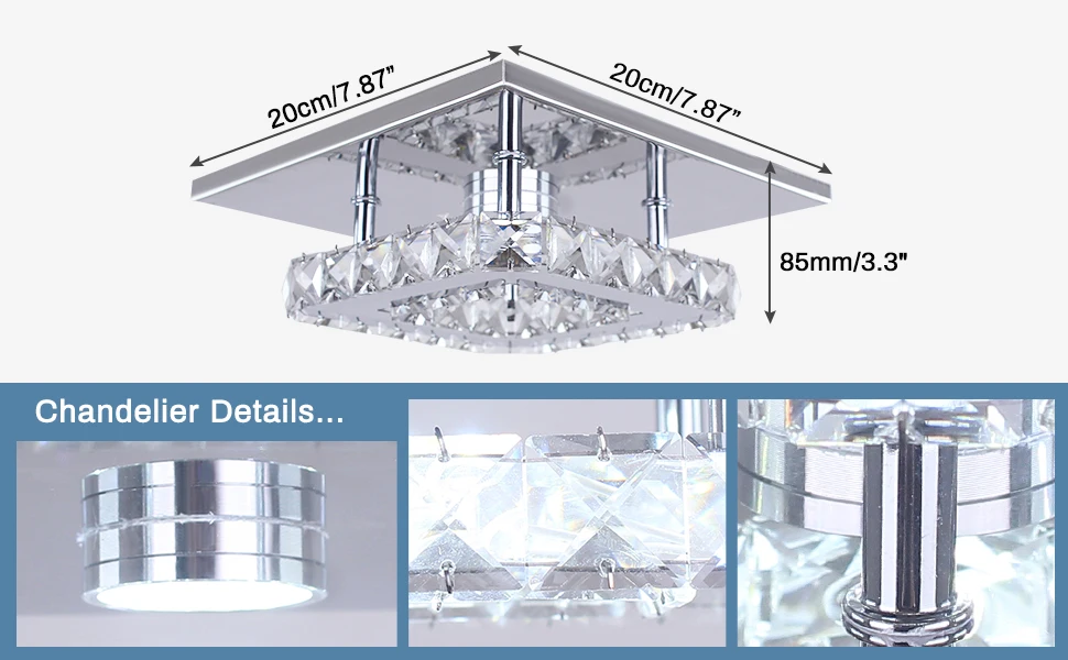 Modern Mini LED Crystal Chandelier Small Round Steel Base Ceiling Lamp ...