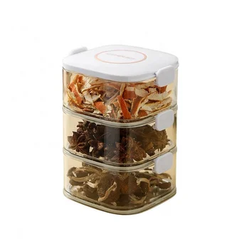 New spice multi-layer kitchen pantry dried chili pepper airtight food  seasoning storage box seasoning sealed jar