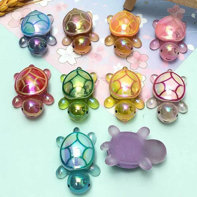 Electroplated Resin Molds Turtle Keychains Bracelet Phone Case Resin Pendant Ornament Tabletop Resin Charms for Decoration