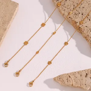 Ilona Fashion 18K Gold Plated Stainless Steel Flower Pendant Bracelet Set Chic Simple Link Bracelet Fashion Jewelry for Gift