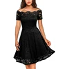 Black floral lace bridesmaid evening gowns