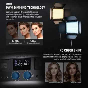 NEEWER 2 Pack RGB1200 LED Video Light with APP Photography Video Lighting Kit with Stands & Bag detail image