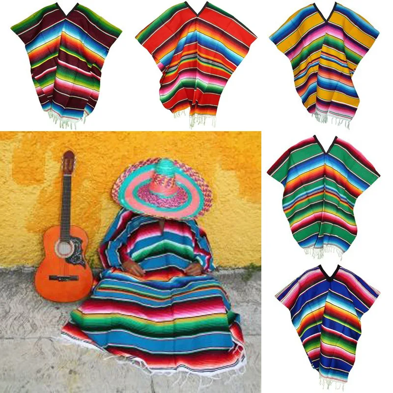 Multiple Colors Available Mexicanos Adult Size Cotton Ponchos Sarapes
