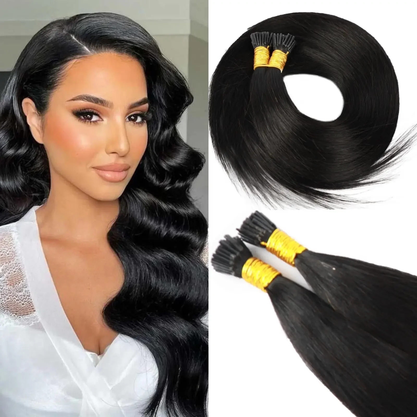 I Tip Hair Extension Straight Real Human Hair Capsule Keratin Natural Color Fusion Hair Thick Hair 50g For Women_voghion.com