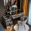 Gray-black 99-table charging cabinet, mirror, flower fairy stool