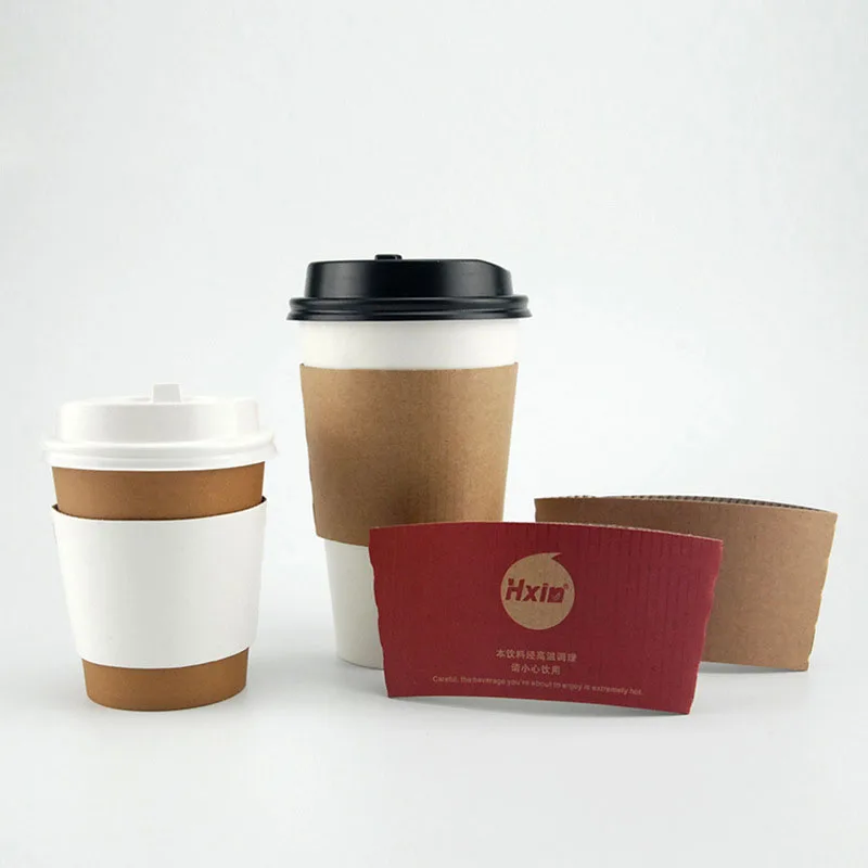 Kraft Paper Cup Cover Coffee Milk Tea Insulated Plastic Cup Paper Cover Packaging Takeaway Cup Cover