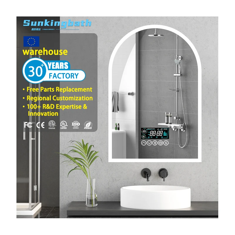 Arch Wall Mount Smart Makeup Mirror Modern Led Vanity Customizable Mirror With Touch Switch Hotel Bathroom Use