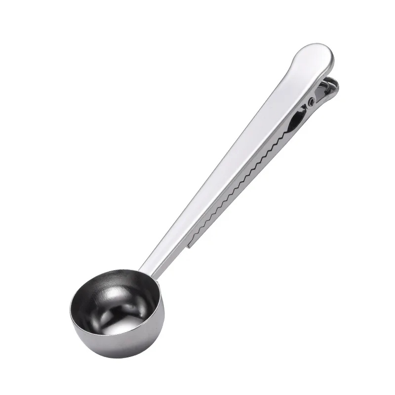 Golden Multifunction Measuring Spoon Metal Milk Powder Coffee Scoop Stainless Steel Coffee Spoon With Bag Clip for Coffee Tea