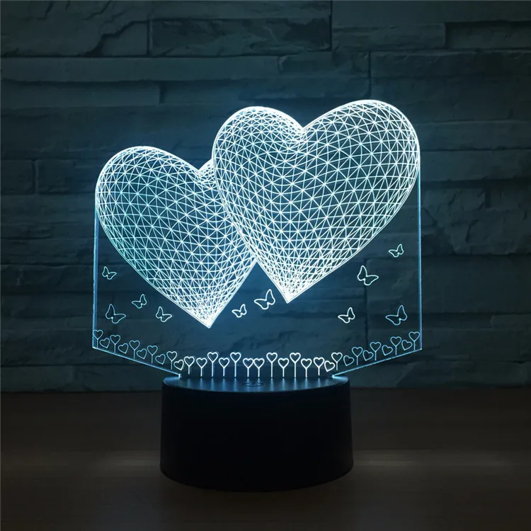Valentines Day Gift 3D Acrylic Heart Stars Lamp Night Light - Main Image
