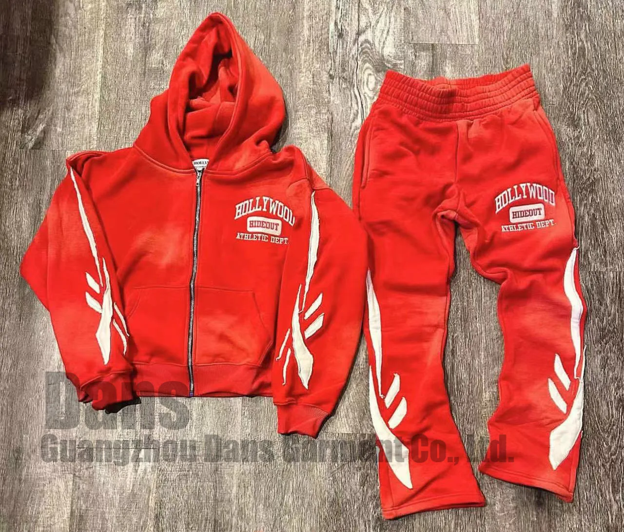 Custom Applique Patch Embroidery Jogger Tracksuits Acid Wash Sun Faded ...