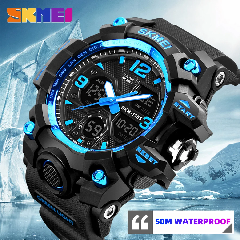 SKMEI Orologio Uomo Analogico-Digitale Modello 1688, Impermeabile 50M, Cinturino In Resina Nera, Quarzo