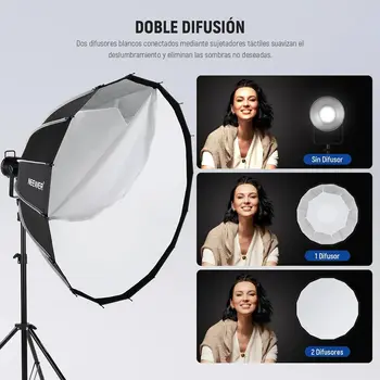 NEEWER Softbox Parablico De 47,2 Pulgadas/120cm Configuracin Rpida Plegado Rpido, Con Difusores/Rejilla De Nido De Abeja detail image
