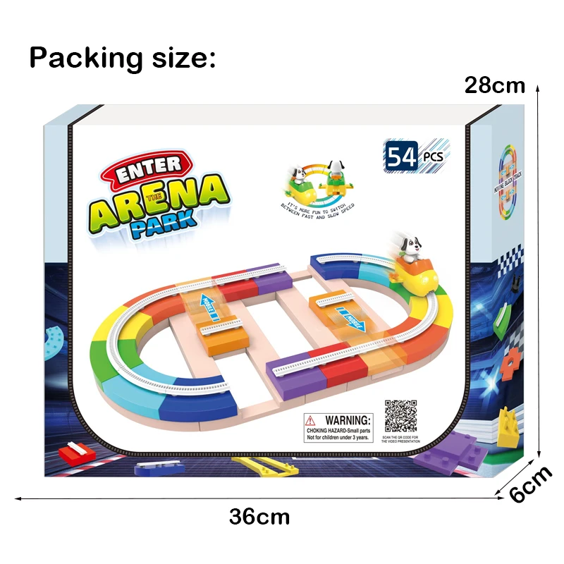 Moving Runway 54pcs Diy Assembled Race Track Toy Car Set  HN927512