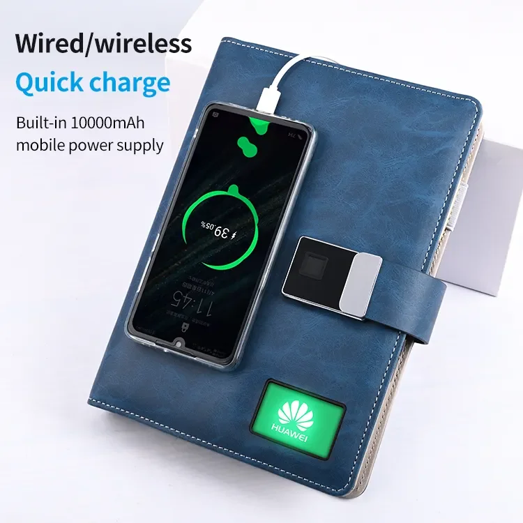 Smart Fingerprint Lock Diary with Wireless Charging Notebook