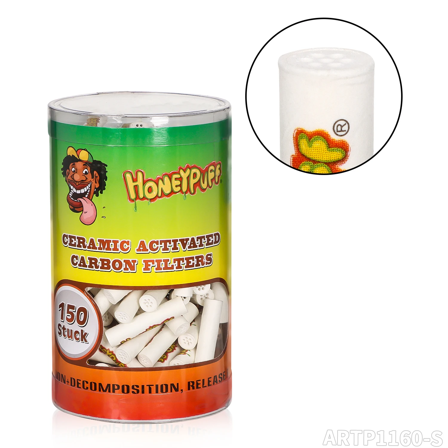 Honeypuff Classic Style 150pcs/Box 6mm Activated Carbon Filter Tips Cigarette for Smoking Accessories