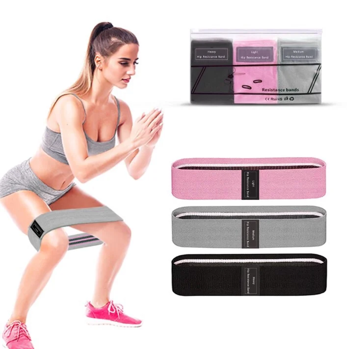 Low MOQ Factory Price Custom Color Logo Exercise Band Home Workout Gym Accessories  Fabric Glute Booty Resistance Bands Set