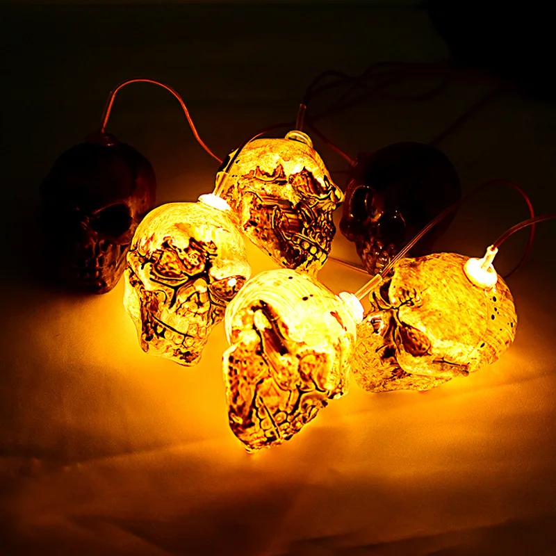 Stock Decoration Halloween 6 LED Solar Power String Lighting Halloween Decorations Outdoor Holiday Pumpkin Bat Skull Lights supplier