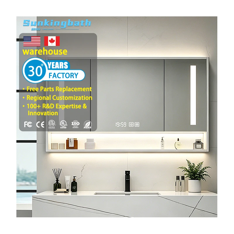 High Bathroom Cabinets White Cabinet with Wall Mounted Bathroom Vanity Set Aluminum Cabinet Medicine Cabinet with Mirror Led