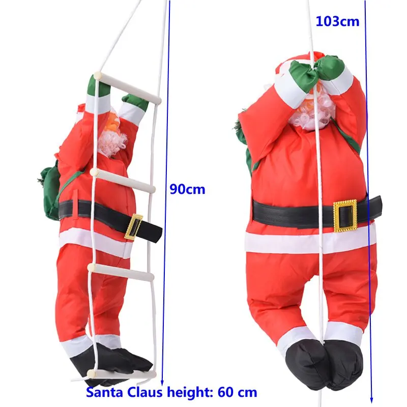24" H Cute Climbing Santa Claus On Rope Ladder Indoor Outdoor Christmas